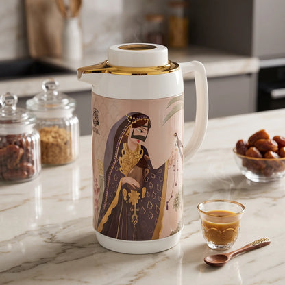 SIMBA MKUBWA Vaccum Jug 1.0 Liters – Leak Proof Tea and Coffee Flask with Arabic Women Heritage Artwork