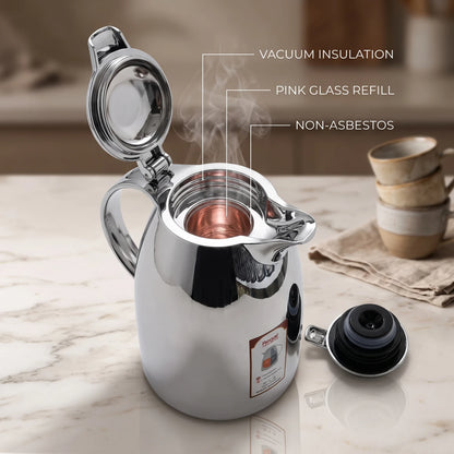 Regal Stainless Steel Vacuum Flask – Mirror Finish Chrome | 12-Hour Hot, 24-Hour Cold Tea & Coffee Server - Silver / 0.5 Liter - Image 2