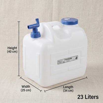 Portable Plastic Water Container With Faucet, 23L – Outdoor Camping Water Storage Tank with Tap, Carrying Handle, Screw-Top Opening, 40 x 25 x 34cm