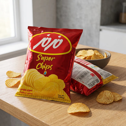 Chipsy Super Chips Salty Potato Chips 240gr – Ridged Potato Snack in Red and Yellow Packaging