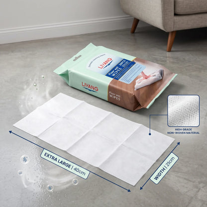 LIYANG Floor Wet WIPES – EXTRA LARGE 21x40cm, 20PCS | High Grade Non-Woven Fragranced Cleaning Wipes for Floors, Living Rooms and Hard-to-Reach Areas