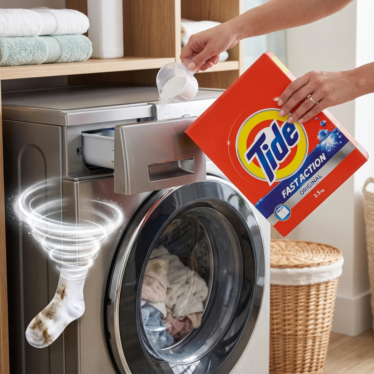 Tide Original Laundry Detergent Powder 2.5 kg | Fast Action Washing Machine Formula