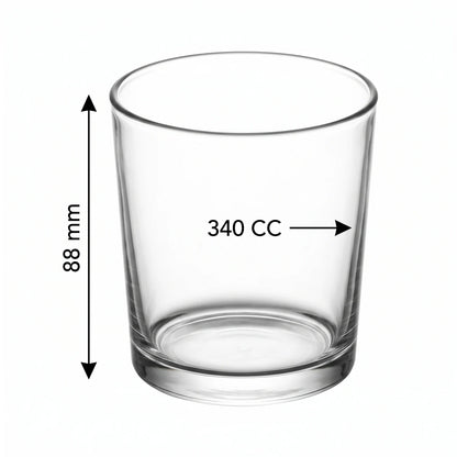 LAV 3 Pieces Glass Set – 340 CC Clear Tumblers with Thick Bases, 88 mm Height, Dishwasher Safe Drinking Glasses Made in turkey
