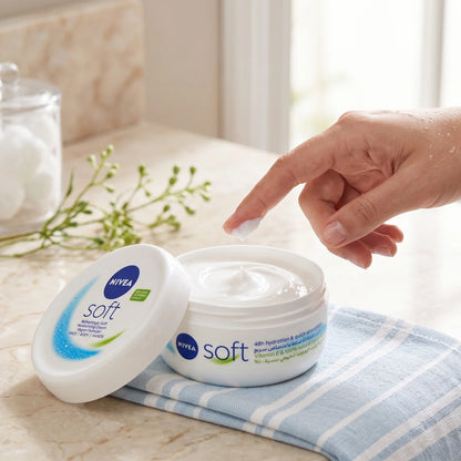 NIVEA Soft Moisturizing Cream 200 ML – Refreshingly Soft Vegan Formula for Face, Body & Hands