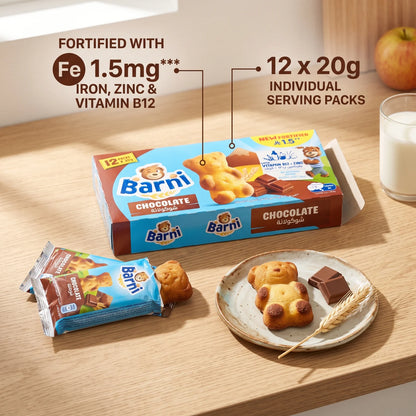 Bambi Chocolate Snack Cake Multipack – 12 x 20g | Iron, Vitamin B12 & Zinc Fortified | No Artificial Colors