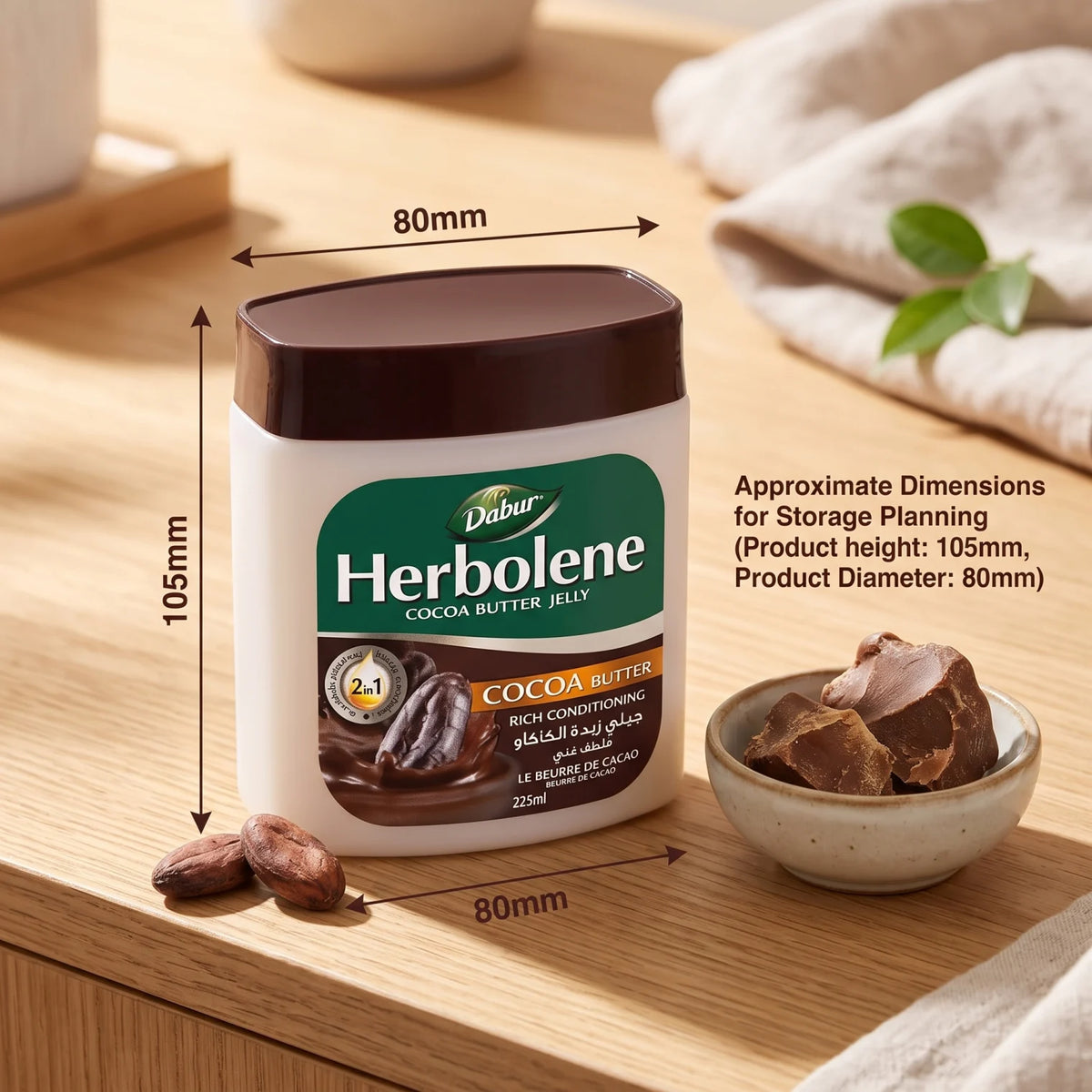Dabur Herbolene Cocoa Butter Jelly 225ml – 2-in-1 Rich Conditioning Skin Care