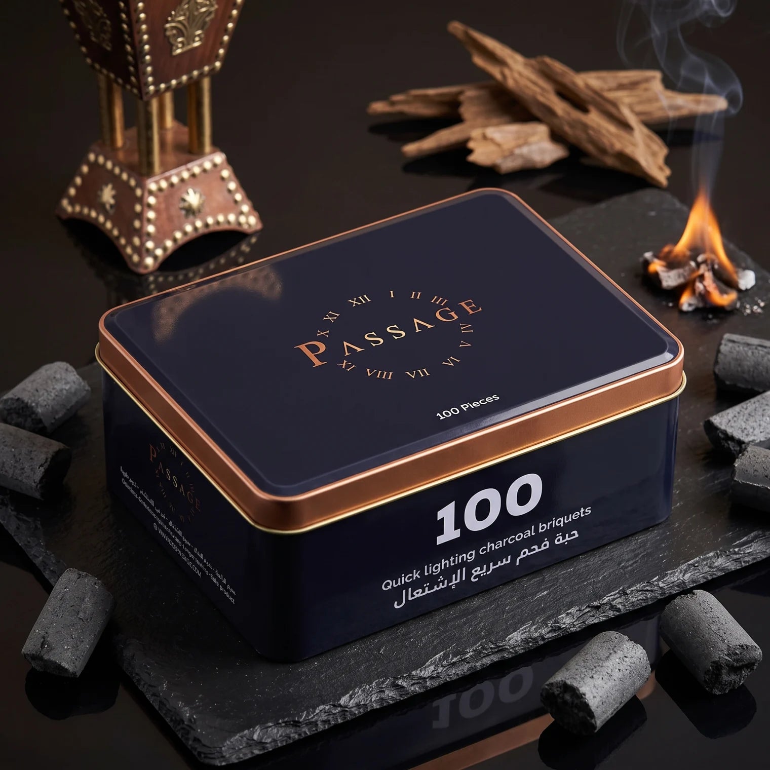 Passage Quick Lighting Charcoal Briquets – 100 Pieces | Convenient Charcoal Fuel