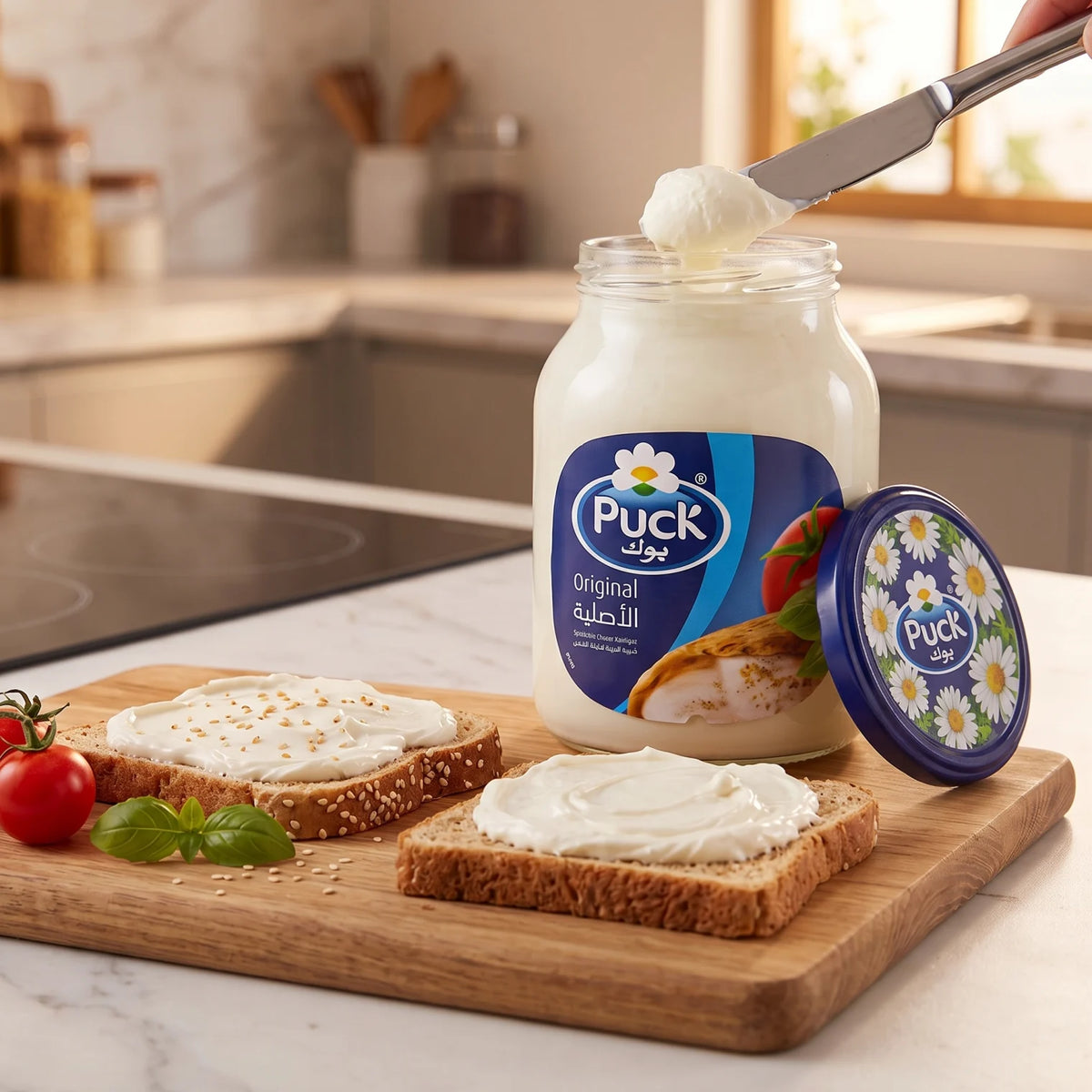Puck Original Spreadable Cheese Analogue – 1100 g Resealable Jar | White Cheese Spread for Convenient Everyday Serving