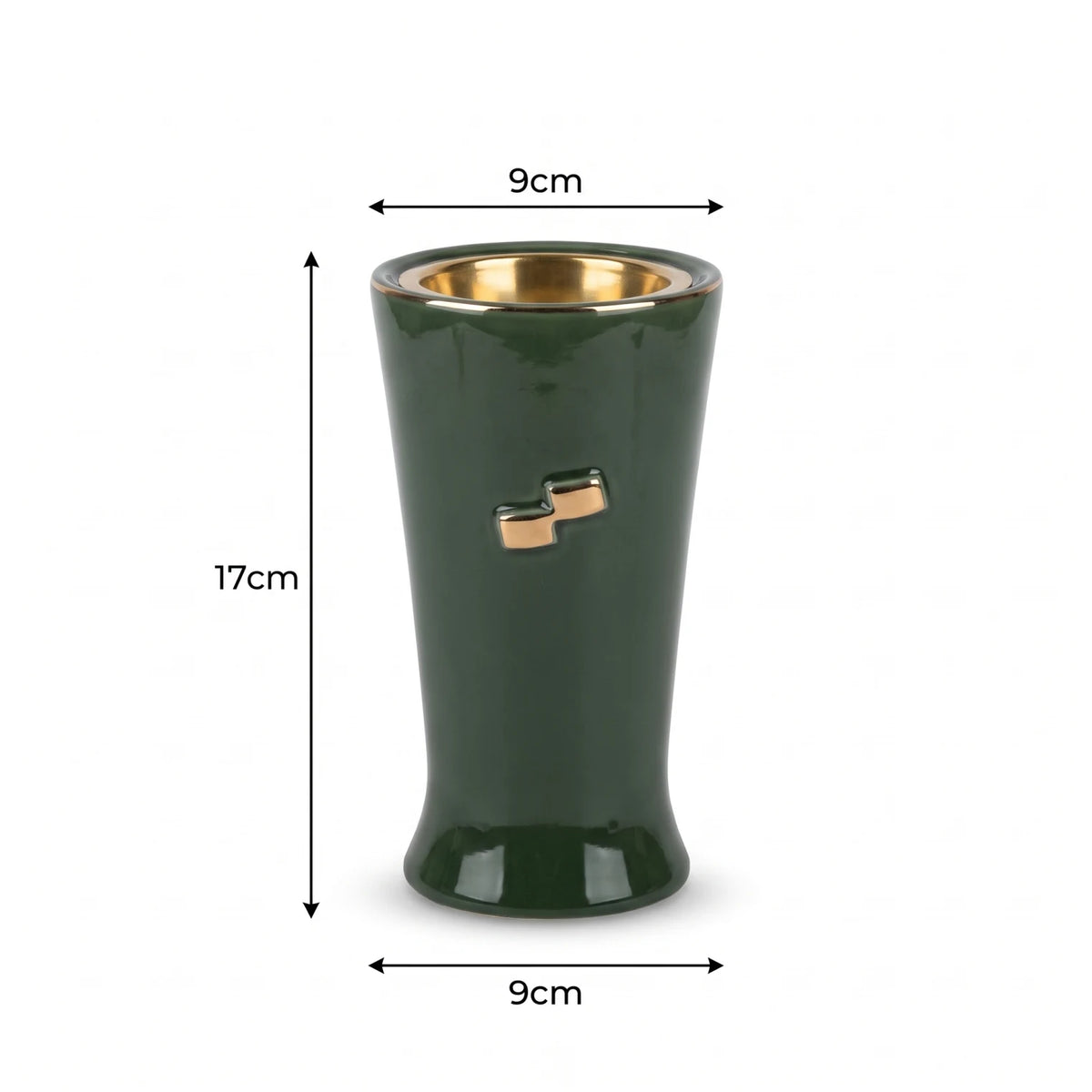 Otantik LIQA'A Small Dark Green Incense Burner – 17cm Arabic Calligraphy Design with Gold-Colored Details