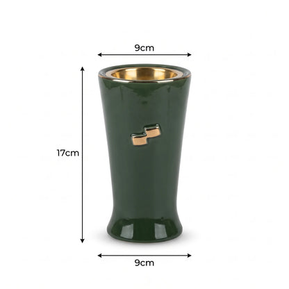 Otantik LIQA'A Small Dark Green Incense Burner – 17cm Arabic Calligraphy Design with Gold-Colored Details