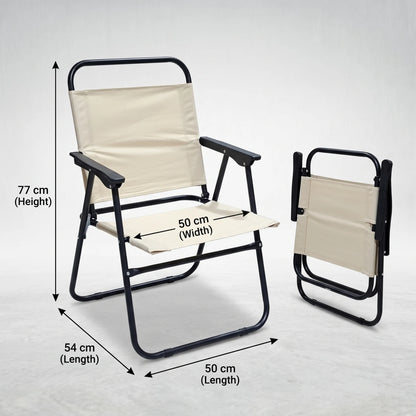 Portable Folding Camping Chair in Cream – 77 x 50 x 54 cm | High-Back Outdoor Seat with Armrests for Camping and Outdoor Use