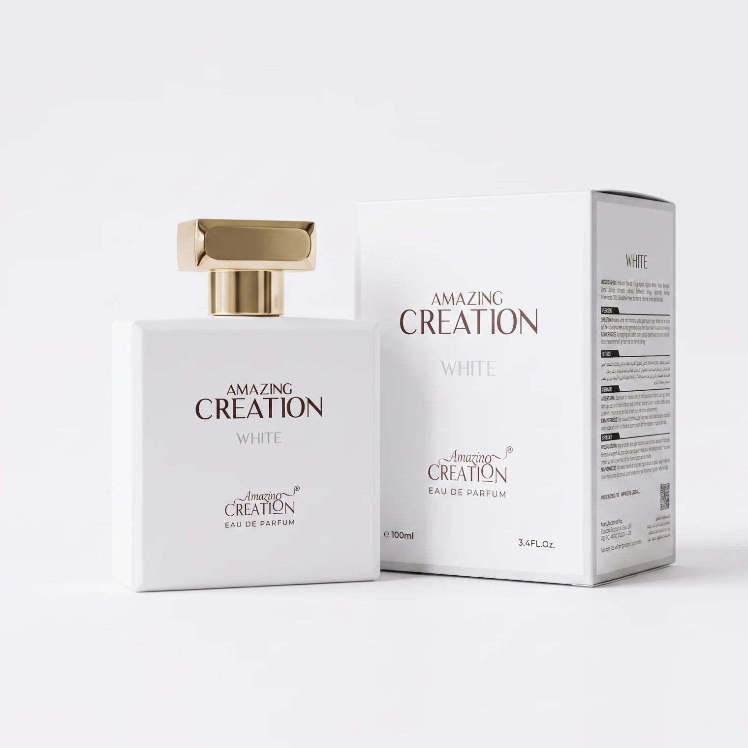 Amazing Creation White Eau de Parfum | Rectangular White Bottle with Gold-Tone Cap