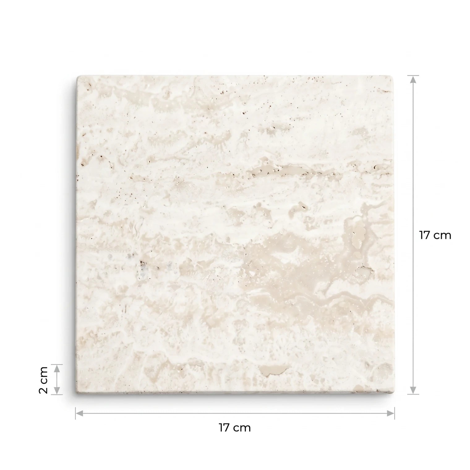 Travertine Stone Tray / Coaster – 17 x 17 x 2 cm | Square Cream Stone Design