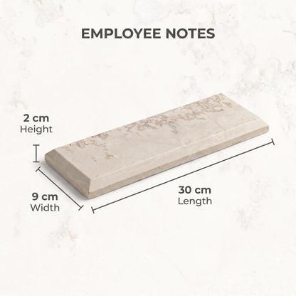 Natural Travertine Stone Plate – 30 x 9 x 2 cm | Beveled Edge | Rectangular Design