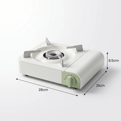 Portable Camping Stove – Single Circular Burner with Removable Pot Supports for Outdoor and Indoor Cooking, White and Light Green