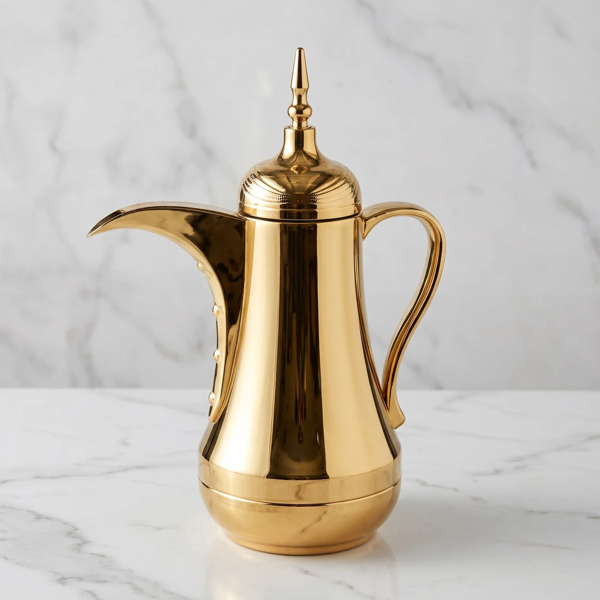 Ansa Stainless Steel Arabic Vaccum Flask – 0.65 L | 12-Hour Hot, 24-Hour Cold | Leak Proof | Pink Glass Interior | Tea & Coffee - Plain Gold - Image 2