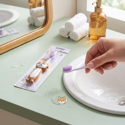 ZORO Tiny teeth brush – Dog Design | Soft Purple Bristles | White Children’s Toothbrush for Baby Oral Care