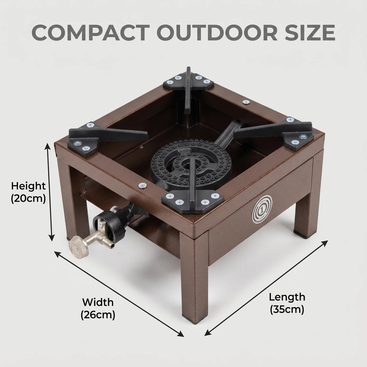 Omega 1 Korea heavy-duty Brown Single-Burner Portable Cast-Iron Gas Stove – 20 x 26 x 35 cm for Outdoor Cooking and Camping