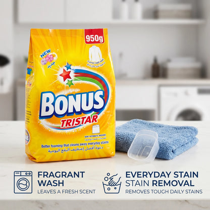 Bonus TRISTAR Laundry Detergent Powder 950g – Fragrant Wash | Everyday Stain Removal | Machine & Hand Washing