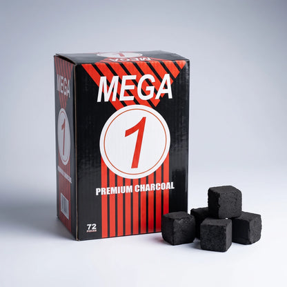 MEGA 1 PREMIUM CHARCOAL 1kg 72Pcs – Premium Hookah Charcoal for Shisha, 72-Piece Pack