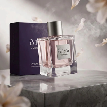 VIORAN B.lyn Perfume 60 ML – Pale Pink Fragrance in a Square Bottle with Silver-Coloured Cap