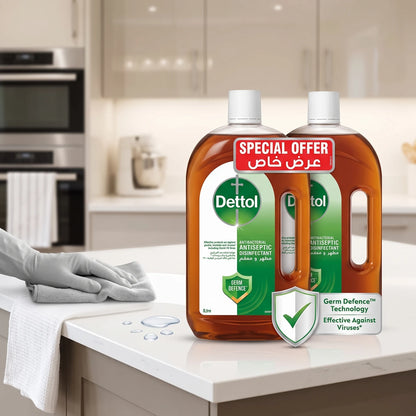 Dettol Antibacterial Antiseptic Disinfectant Liquid 1 Litre, Pack of 2 | Germ Defence™ for Household Cleaning