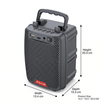 KBroad Wireless Speaker KTS-1338 – Portable Audio Speaker with Carrying Handle, USB Port, TF Card Slot, Media Controls and Orange Accent