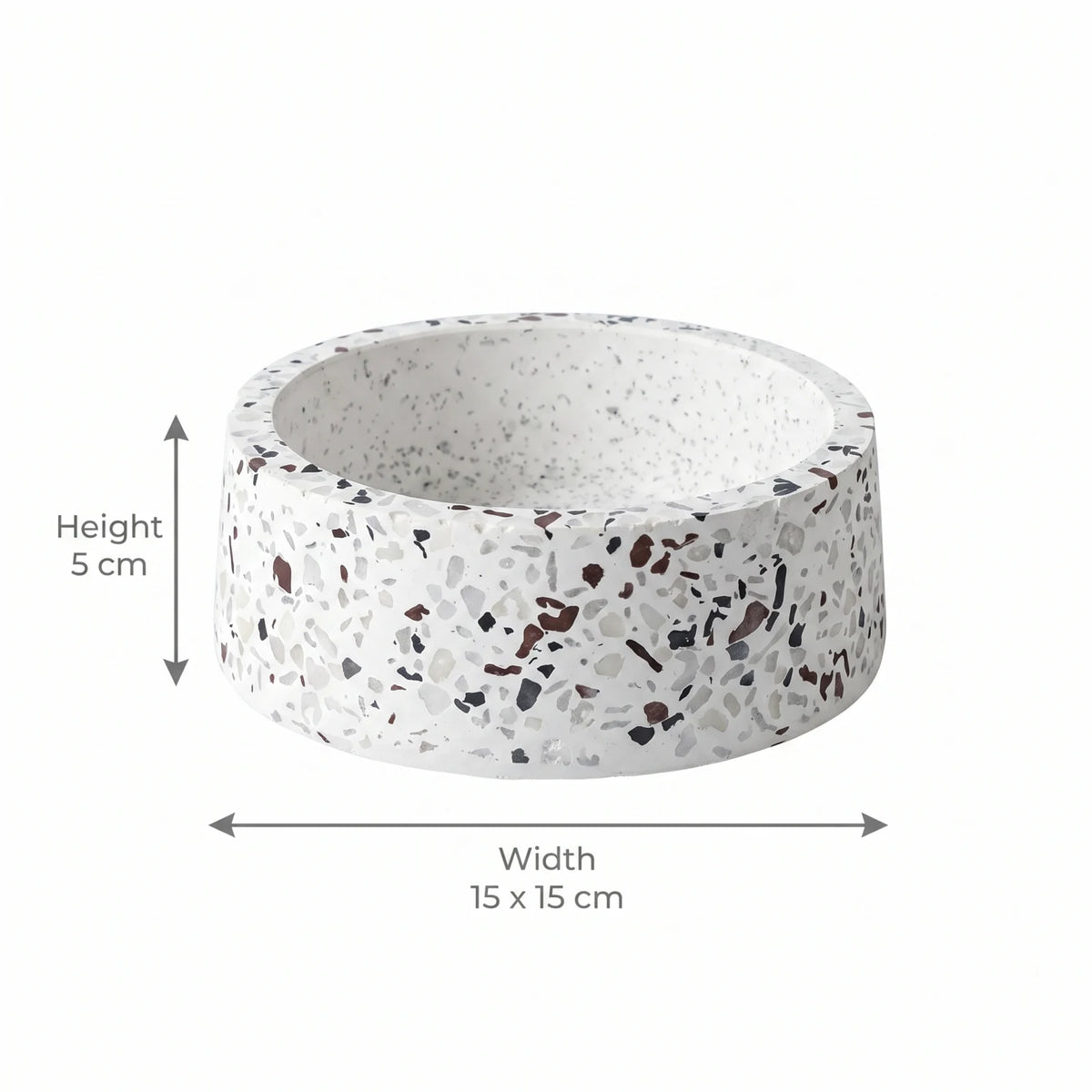 Terrazzo Decorative Bowl – 15 x 15 x 5 cm | Speckled Open Cylindrical Design