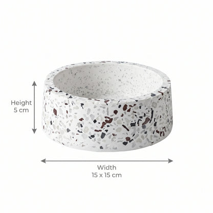 Terrazzo Decorative Bowl – 15 x 15 x 5 cm | Speckled Open Cylindrical Design