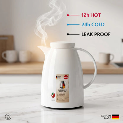 Emsa Auberge White Vacuum Flask 0.65 Liters – Leak Proof | Keeps Drinks Hot 12 Hours and Cold 24 Hours