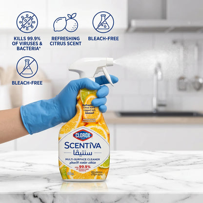 CLOROX SCENTIVA Multi-Surface Cleaner Spray 500 ml – Refreshing Citrus Scent, Madagascar Citrus Grove, Bleach-Free