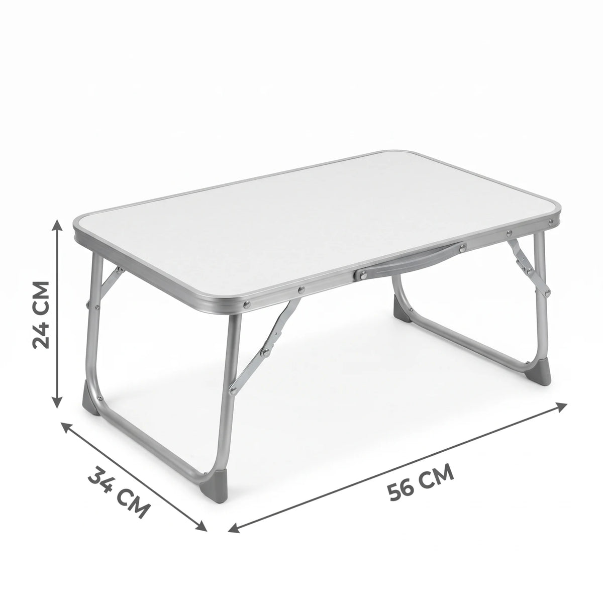 Aluminium Alloy Foldable Camping Table – 24 H x 34 W x 56 L cm | Rounded-Corner Outdoor Table with Folding Legs and Support Braces