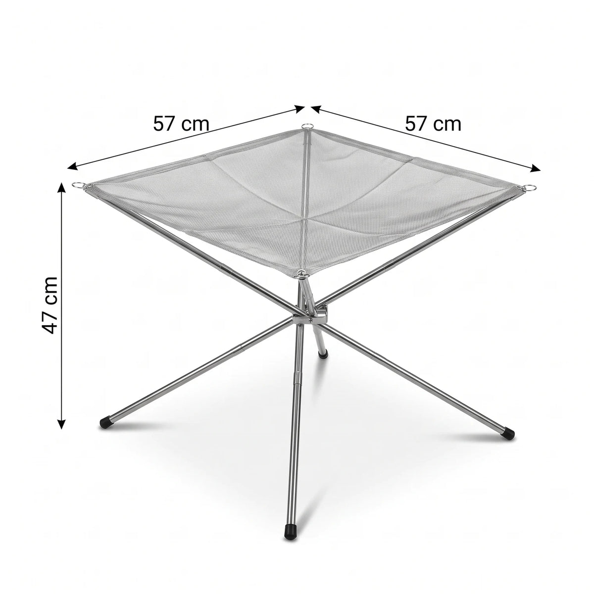 Stainless Steel Mesh Burner – Portable Folding Outdoor Fire Pit | Silver Small & Medium | Four-Leg Stand, Mesh Fire Net and Storage Bag - Silver / Medium - Image 2