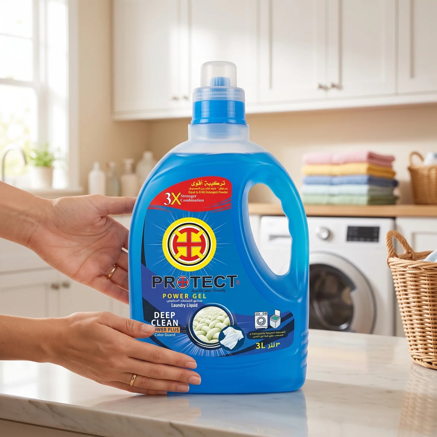Protect Power Gel Laundry Liquid 3L – Deep Clean Power Plus | Color Guard | Washing Machine Laundry Detergent