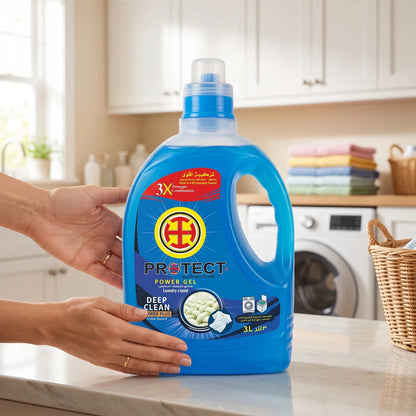 Protect Power Gel Laundry Liquid 3L – Deep Clean Power Plus | Color Guard | Washing Machine Laundry Detergent