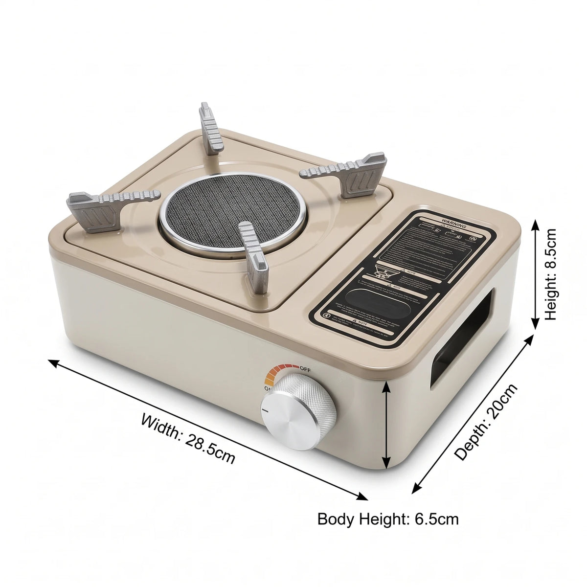 Infrared Gas Stove (LJ-109) – Single-Burner Portable Cooker with Circular Burner, Four Pot Supports, ON/OFF Control Knob, Beige Body