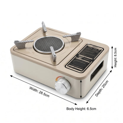 Infrared Gas Stove (LJ-109) – Single-Burner Portable Cooker with Circular Burner, Four Pot Supports, ON/OFF Control Knob, Beige Body