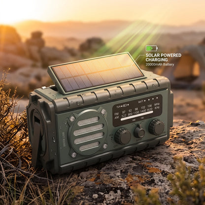 GREEN LION G-RADIO 20000mAh Emergency Radio, Power Bank & Flashlight | Solar Panel, Hand Crank, IPX6 Water Resistance, SOS Alarm, Reading Lamp