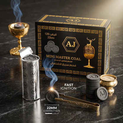 AJ Mini master coal 22mm Charcoal Discs – 120 Pieces | Small Size | Fast Ignition
