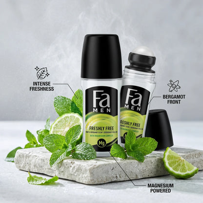 Fa MEN Deodorant Roll-On – Mint & Bergamot Scent with Magnesium Complex | Freshly Free