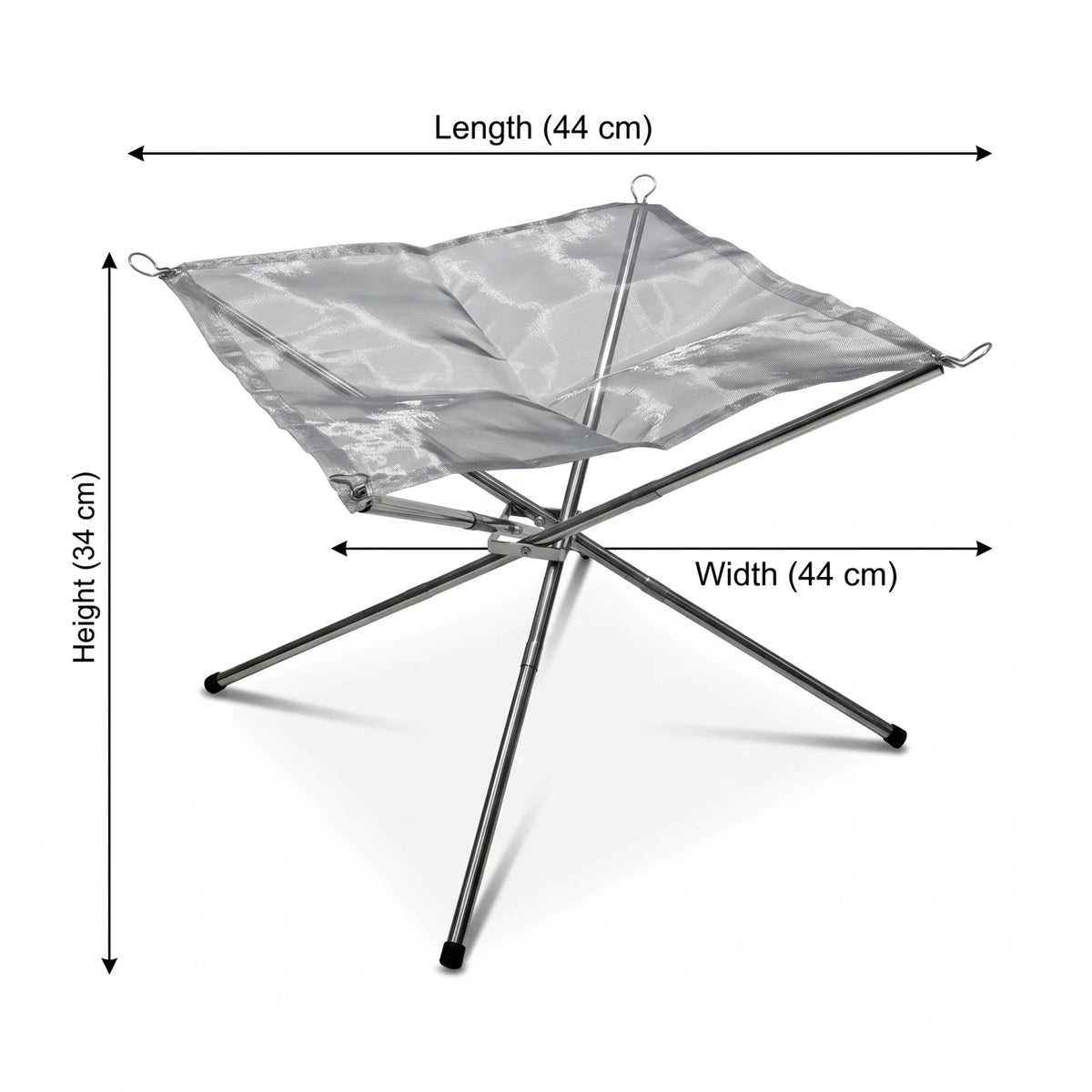 Stainless Steel Mesh Burner – Portable Folding Outdoor Fire Pit | Silver Small & Medium | Four-Leg Stand, Mesh Fire Net and Storage Bag - Silver / Small - Image 2