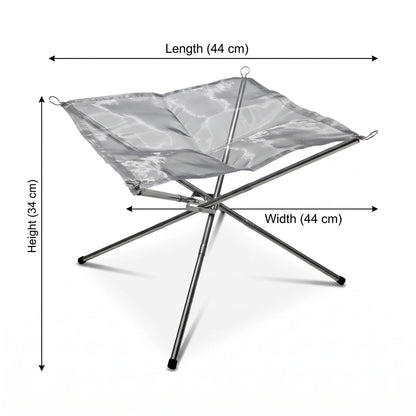 Stainless Steel Mesh Burner – Portable Folding Outdoor Fire Pit | Silver Small & Medium | Four-Leg Stand, Mesh Fire Net and Storage Bag - Silver / Small - Image 2