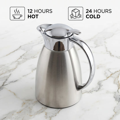 Helios Premium Stainless Steel Vacuum Flask 1.0 Liters – German-Made, Leak Proof, Keeps Tea and Coffee Hot or Cold