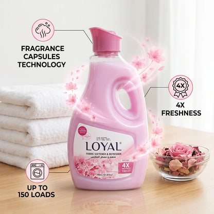 LOYAL Fabric Softener & Refresher – Soft Pink, 3 Liters | Fragrance Capsules Technology | 4X Freshness | 150 Loads