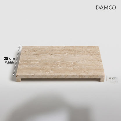 Natural Travertine Marble Stand with Legs – 45 x 25 x 4 cm Rectangular Display Stand