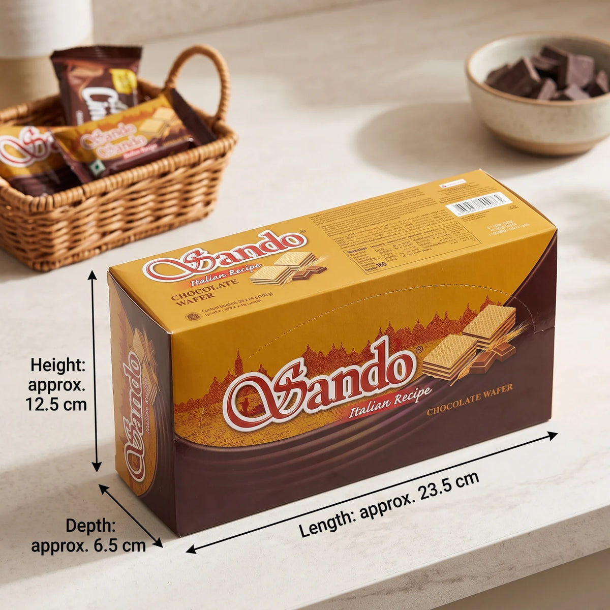 Bambino Italian Recipe Chocolate Wafer – Pack of 24 x 32g | Layered Wafer Snack with Chocolate Filling
