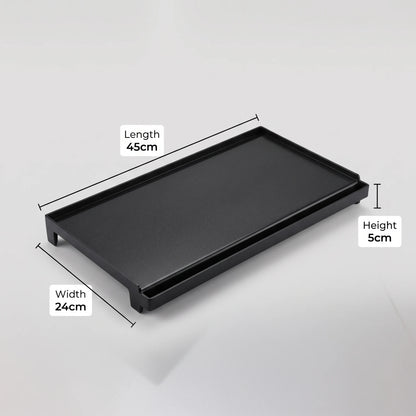 Horizon Aluminium Non-Stick Black BBQ Plate (Long Loaf Plate) – 45 x 24 x 5 cm Rectangular Grill Pan with Raised Rim