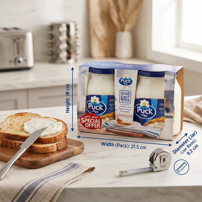 Puck Original Spreadable Cheese – 2 Jars, 910g Each | White Cheese Spread for Breakfast, Sandwiches and Everyday Use