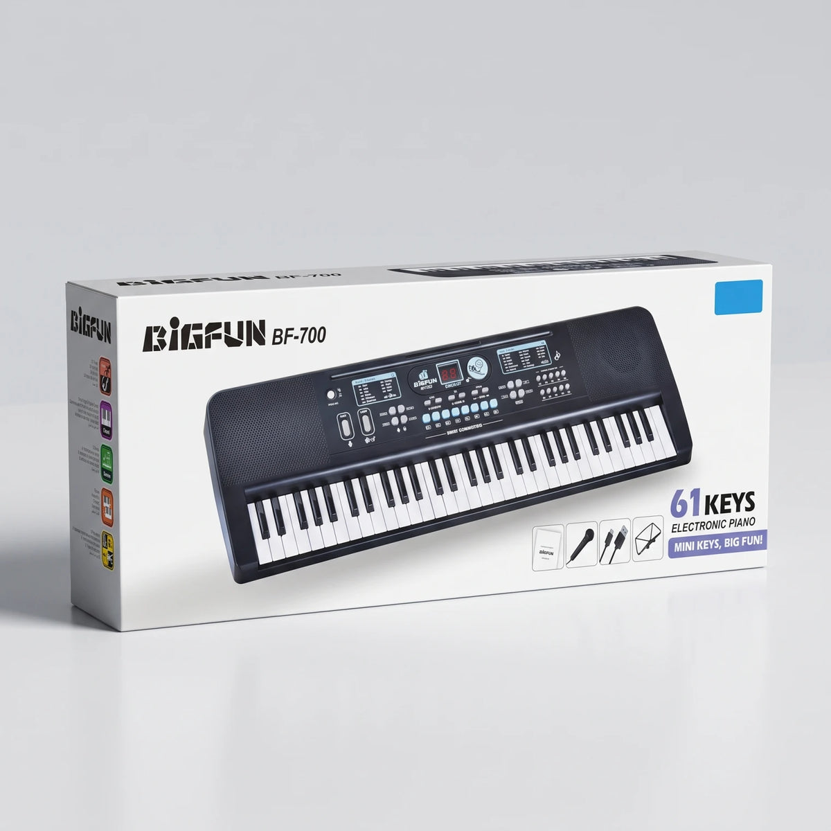 BIGFUN ELECTRONIC PIANO BF-700 – 61-Key Black Keyboard | 10 Rhythms, 16 Tones, Display, Speakers & Demo, Recording and Tempo Controls