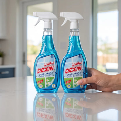 DEXIN Glass Cleaner – 2 Pieces, 800 ML Each | Trigger-Spray Bottles | Streak-Free Shine for Glass, Windows and Mirrors